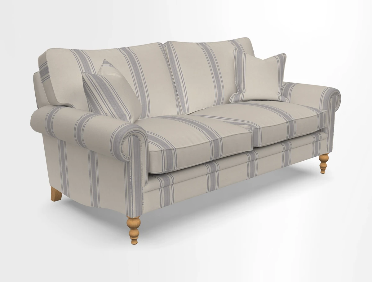 Aldingbourne 3 seater sofa in Grain Sack Stripe Linen Red