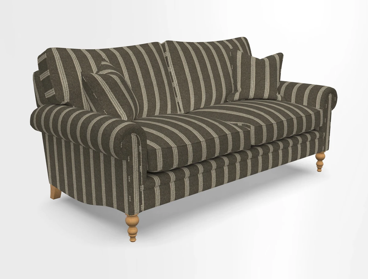 Aldingbourne 3 seater sofa in Grain Sack Stripe Linen Red