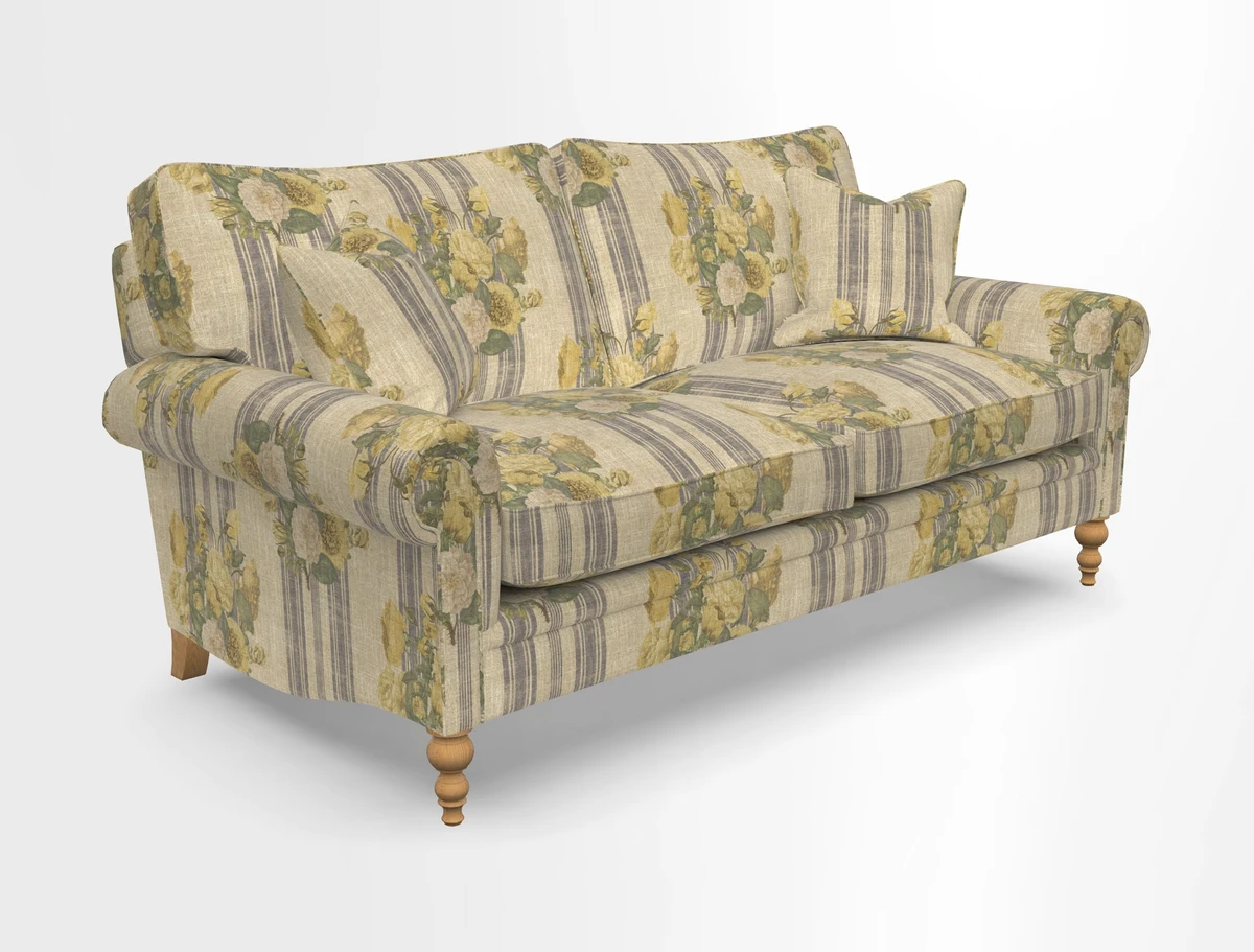 Aldingbourne 3 seater sofa in Grain Sack Stripe Linen Red