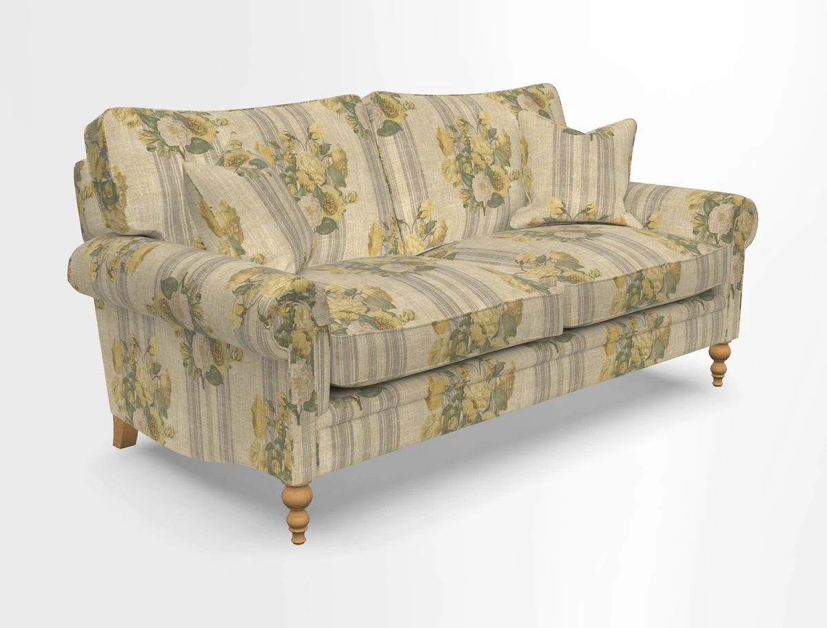 Aldingbourne 3 seater sofa in Grain Sack Stripe Linen Red