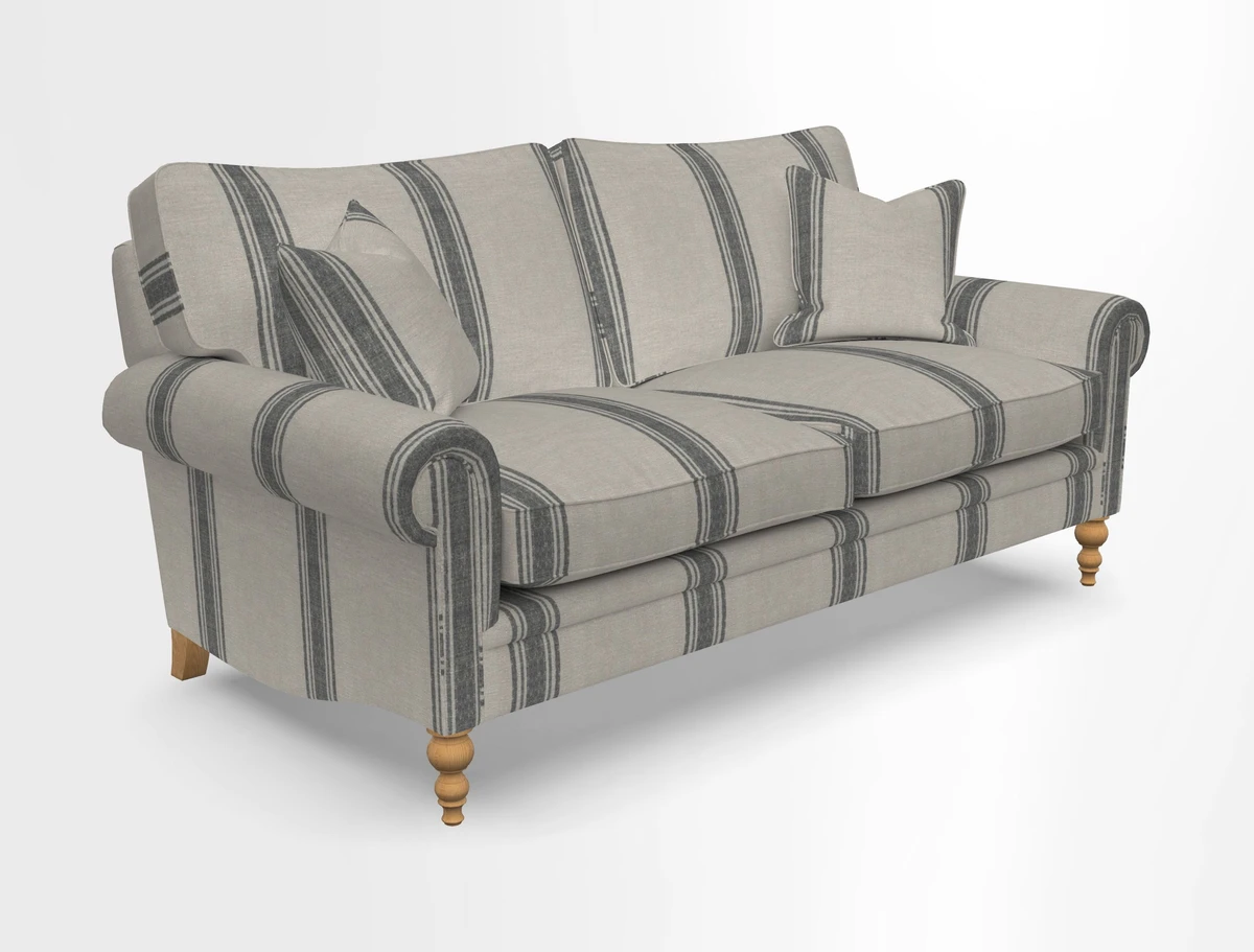 Aldingbourne 3 seater sofa in Grain Sack Stripe Linen Red