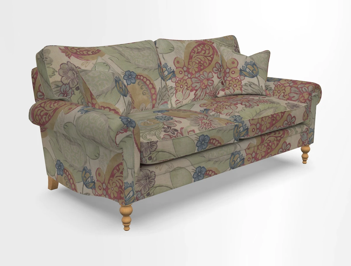 Aldingbourne 3 seater sofa in Grain Sack Stripe Linen Red