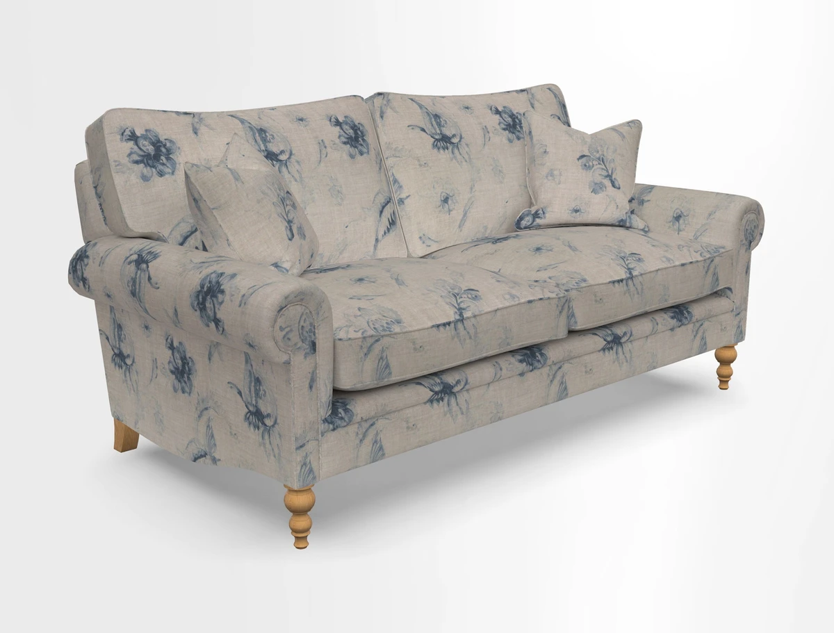 Aldingbourne 3 seater sofa in Grain Sack Stripe Linen Red