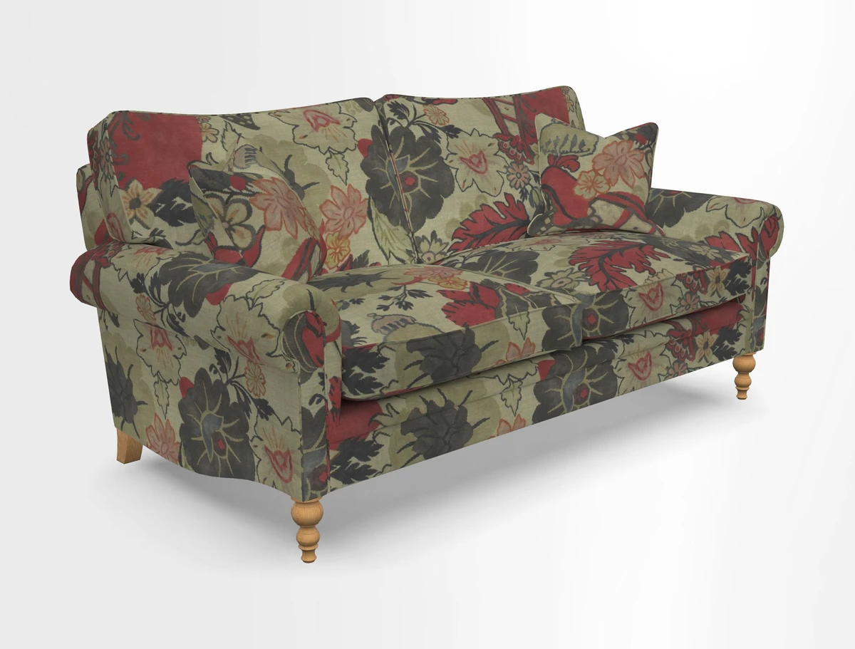 Aldingbourne 3 seater sofa in Grain Sack Stripe Linen Red