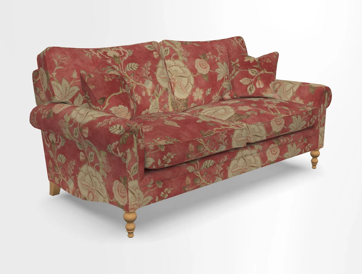 Aldingbourne 3 seater sofa in Grain Sack Stripe Linen Red