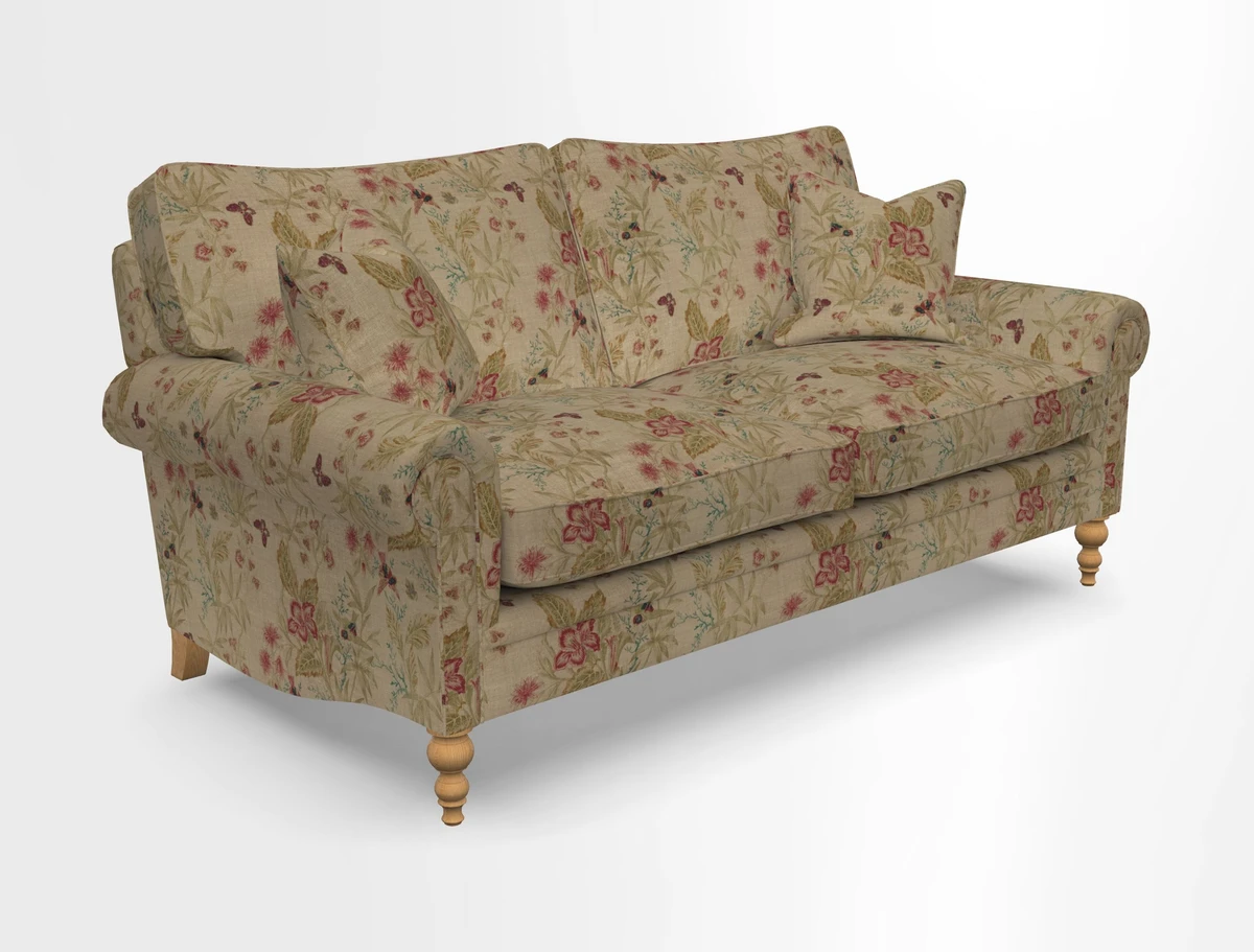 Aldingbourne 3 seater sofa in Grain Sack Stripe Linen Red