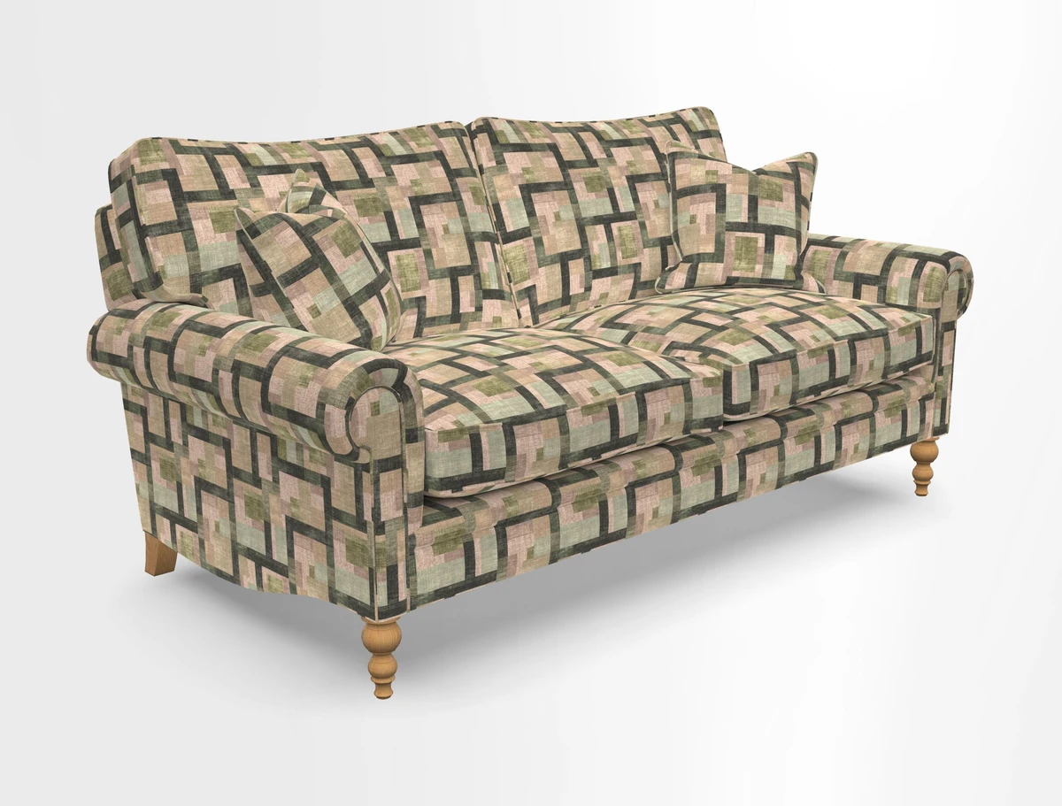 Aldingbourne 3 seater sofa in Grain Sack Stripe Linen Red