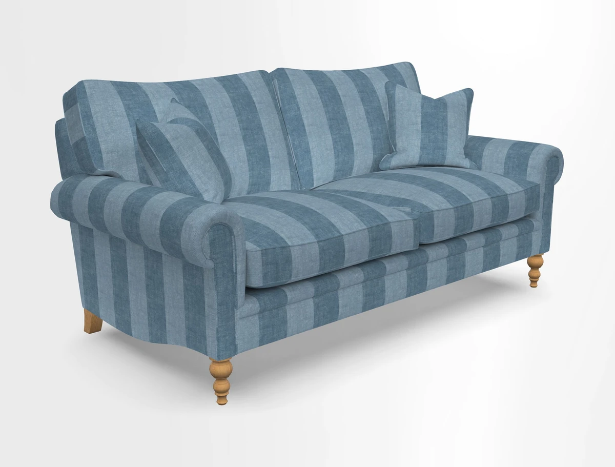 Aldingbourne 3 seater sofa in Grain Sack Stripe Linen Red