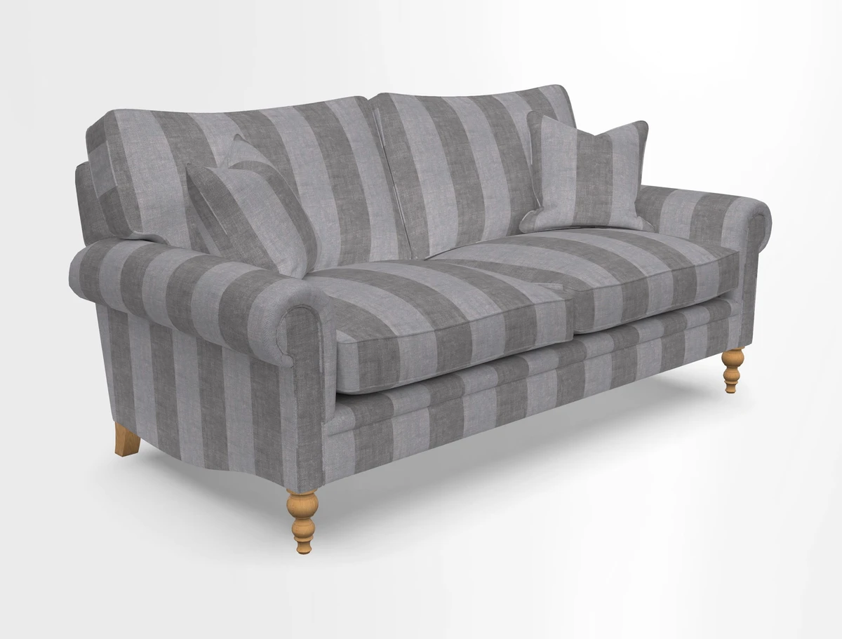 Aldingbourne 3 seater sofa in Grain Sack Stripe Linen Red