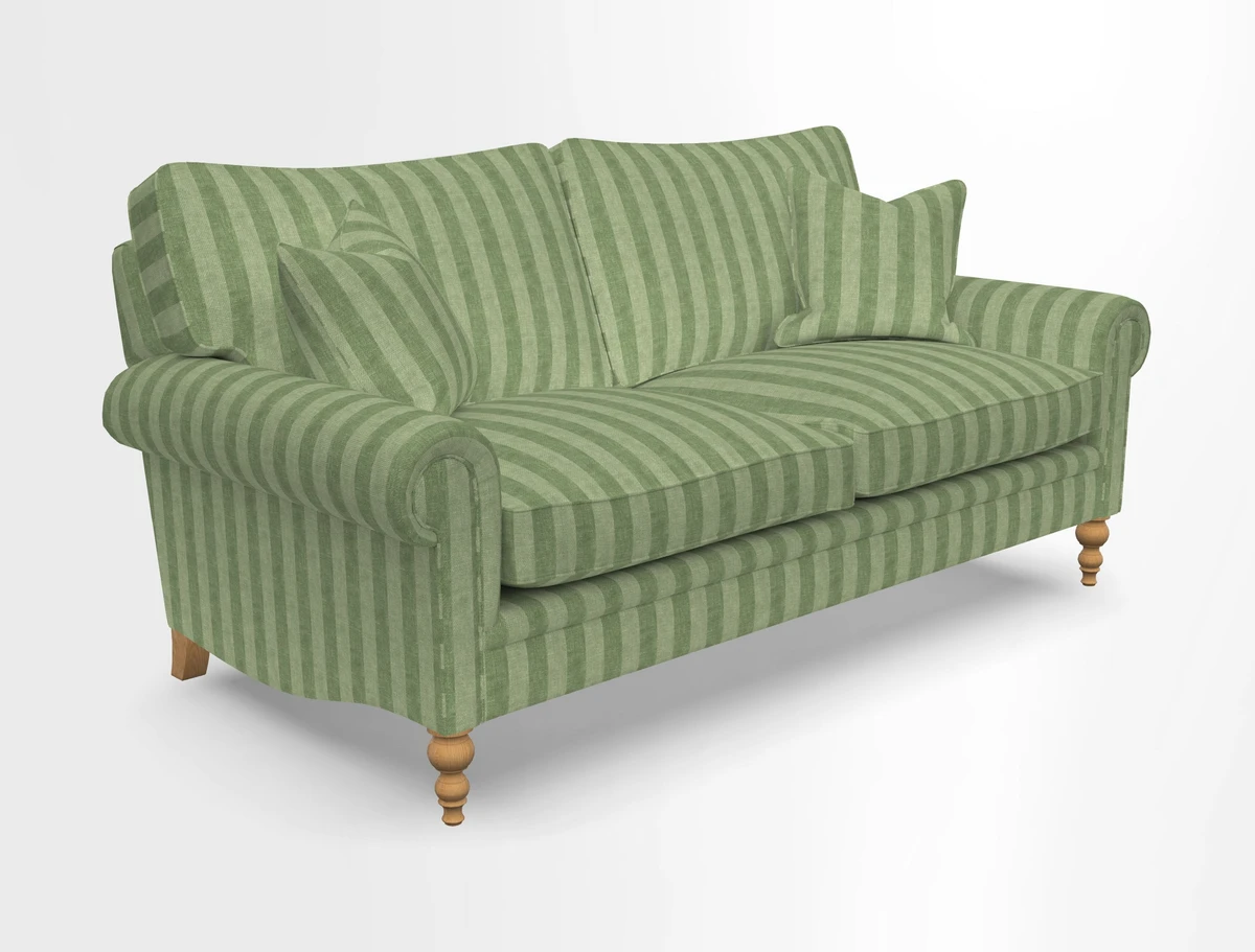 Aldingbourne 3 seater sofa in Grain Sack Stripe Linen Red
