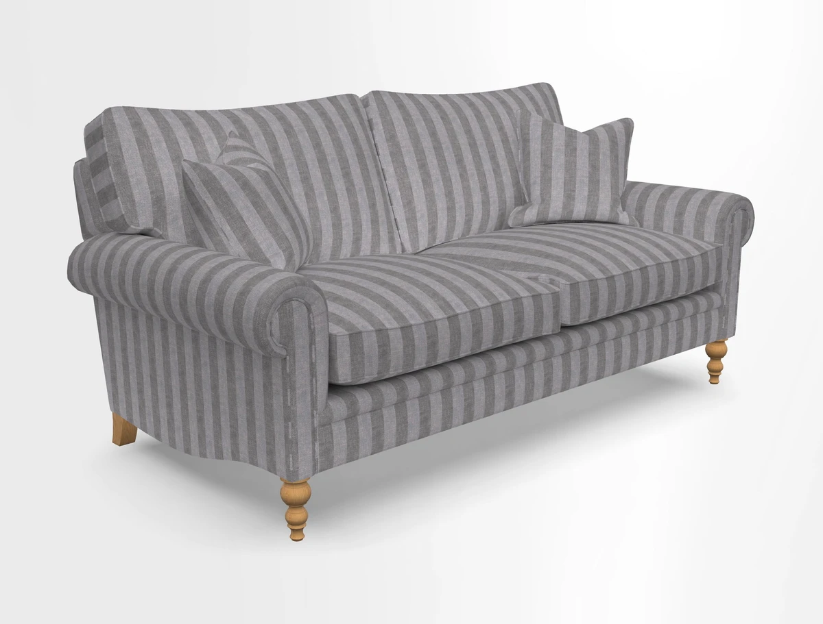 Aldingbourne 3 seater sofa in Grain Sack Stripe Linen Red