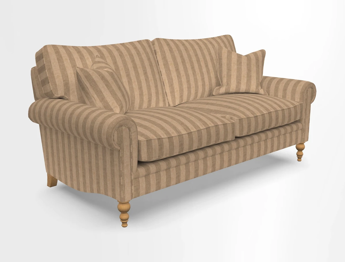Aldingbourne 3 seater sofa in Grain Sack Stripe Linen Red