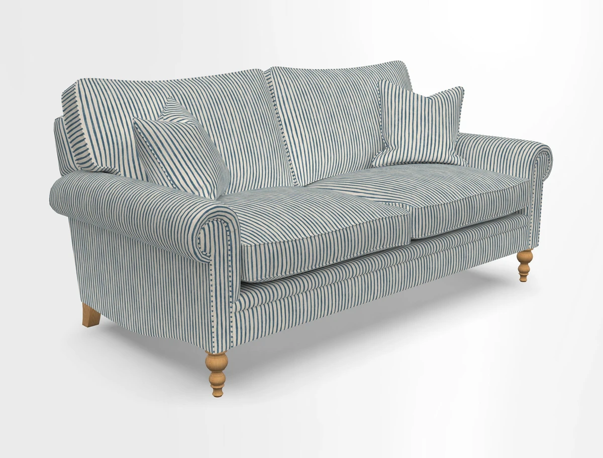 Aldingbourne 3 seater sofa in Grain Sack Stripe Linen Red