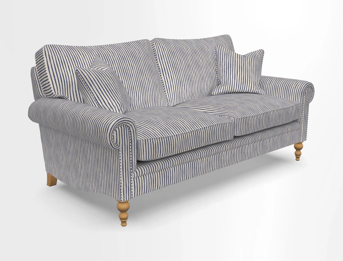 Aldingbourne 3 seater sofa in Grain Sack Stripe Linen Red