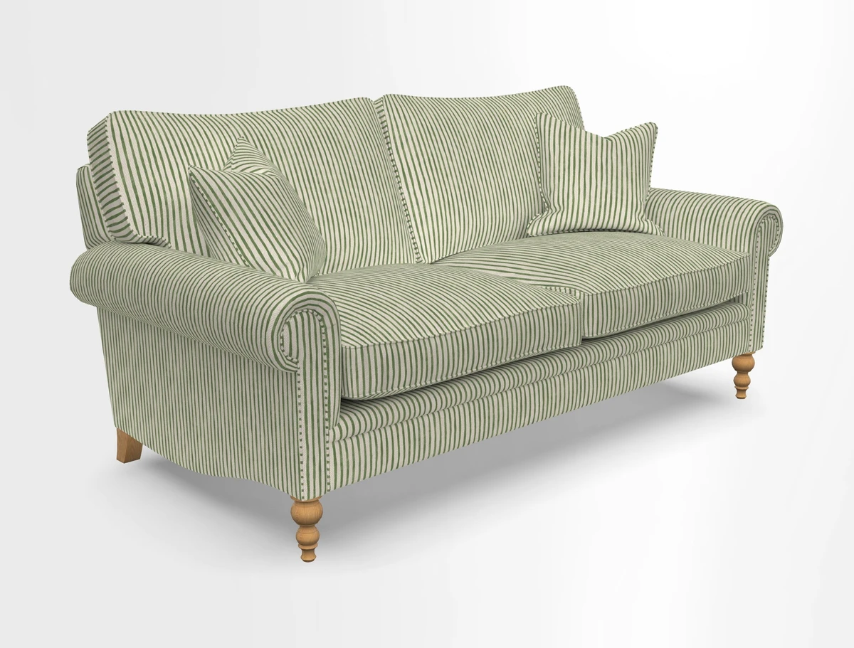 Aldingbourne 3 seater sofa in Grain Sack Stripe Linen Red
