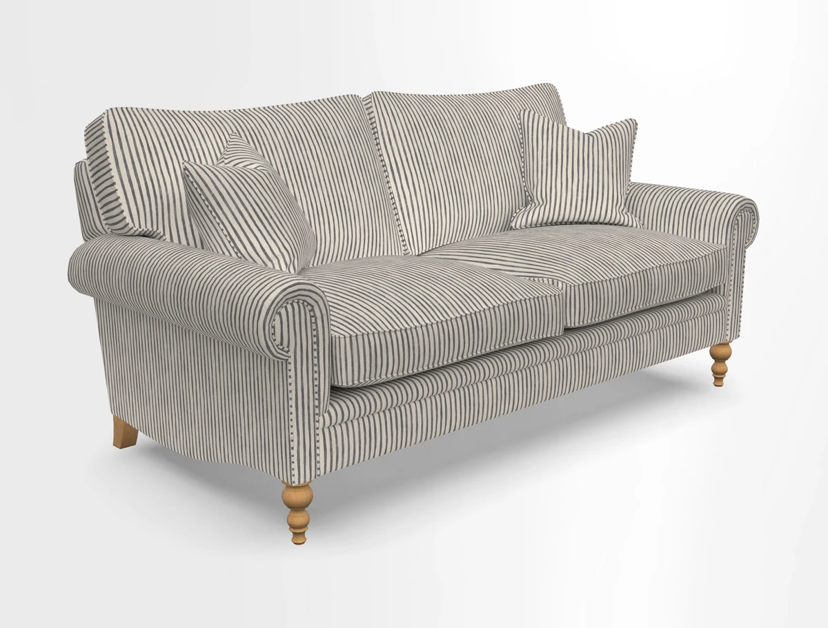 Aldingbourne 3 seater sofa in Grain Sack Stripe Linen Red