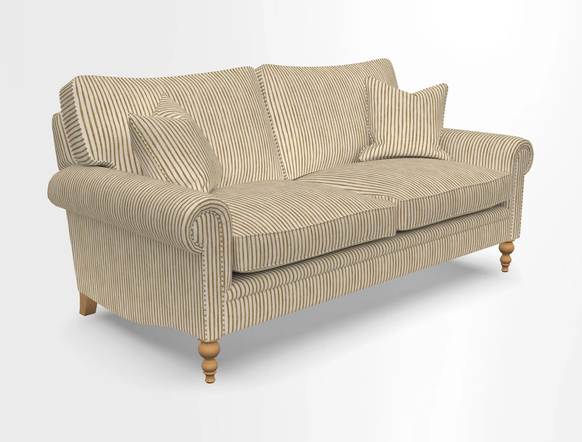 Aldingbourne 3 seater sofa in Grain Sack Stripe Linen Red
