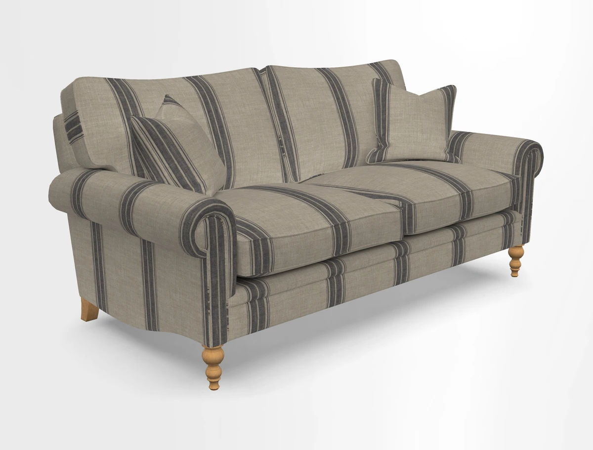 Aldingbourne 3 seater sofa in Grain Sack Stripe Linen Red