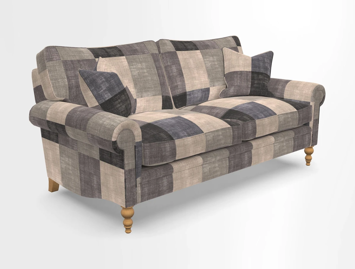 Aldingbourne 3 seater sofa in Grain Sack Stripe Linen Red