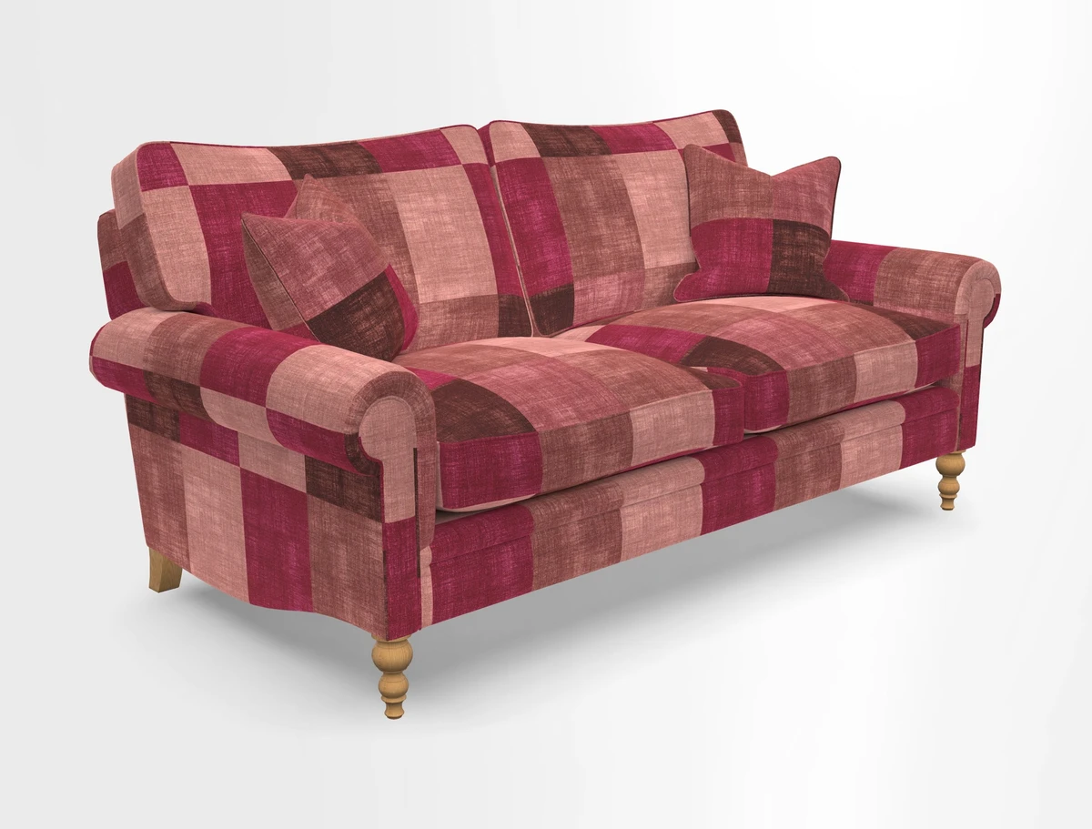 Aldingbourne 3 seater sofa in Grain Sack Stripe Linen Red