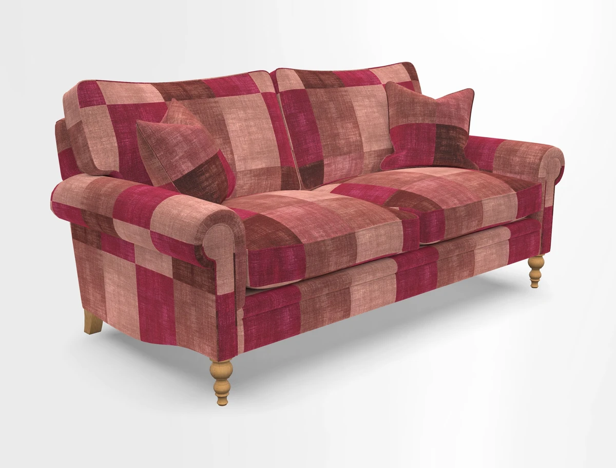Aldingbourne 3 seater sofa in Grain Sack Stripe Linen Red