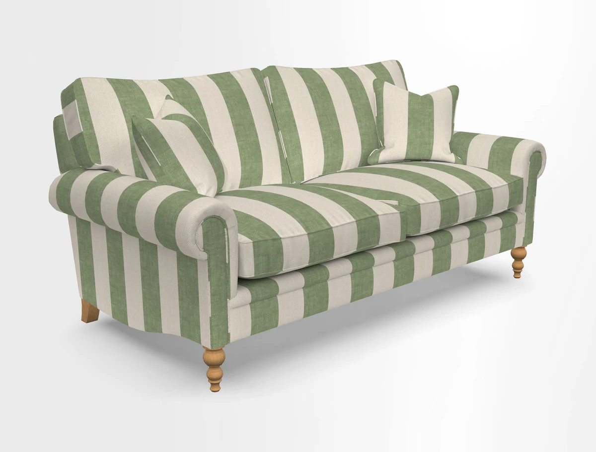 Aldingbourne 3 seater sofa in Grain Sack Stripe Linen Red