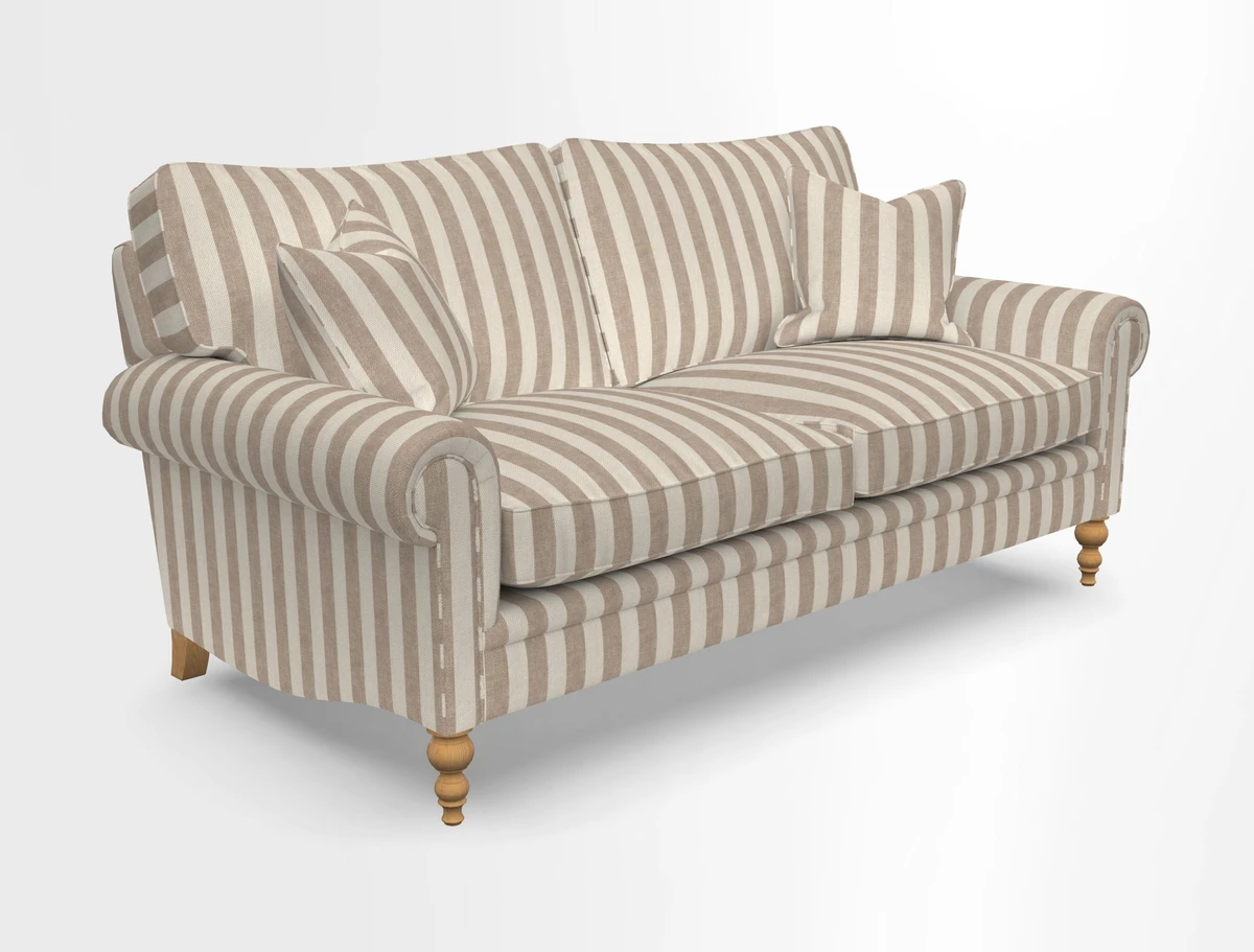 Aldingbourne 3 seater sofa in Grain Sack Stripe Linen Red
