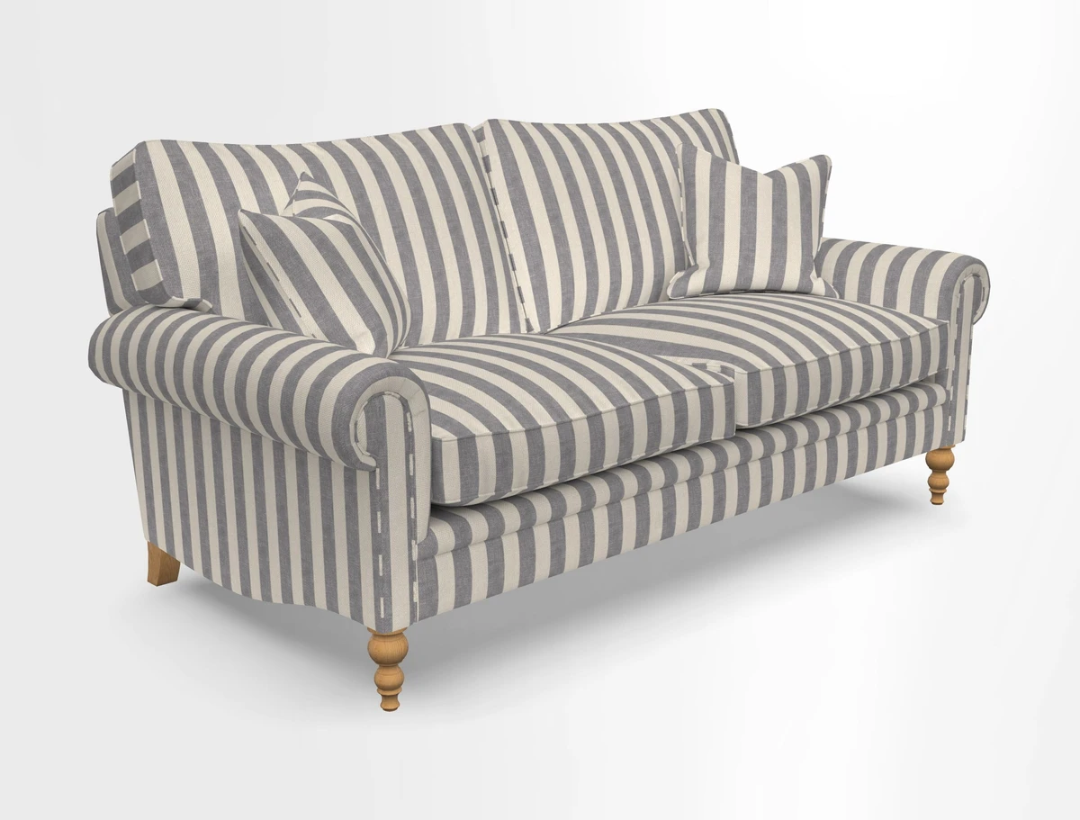 Aldingbourne 3 seater sofa in Grain Sack Stripe Linen Red