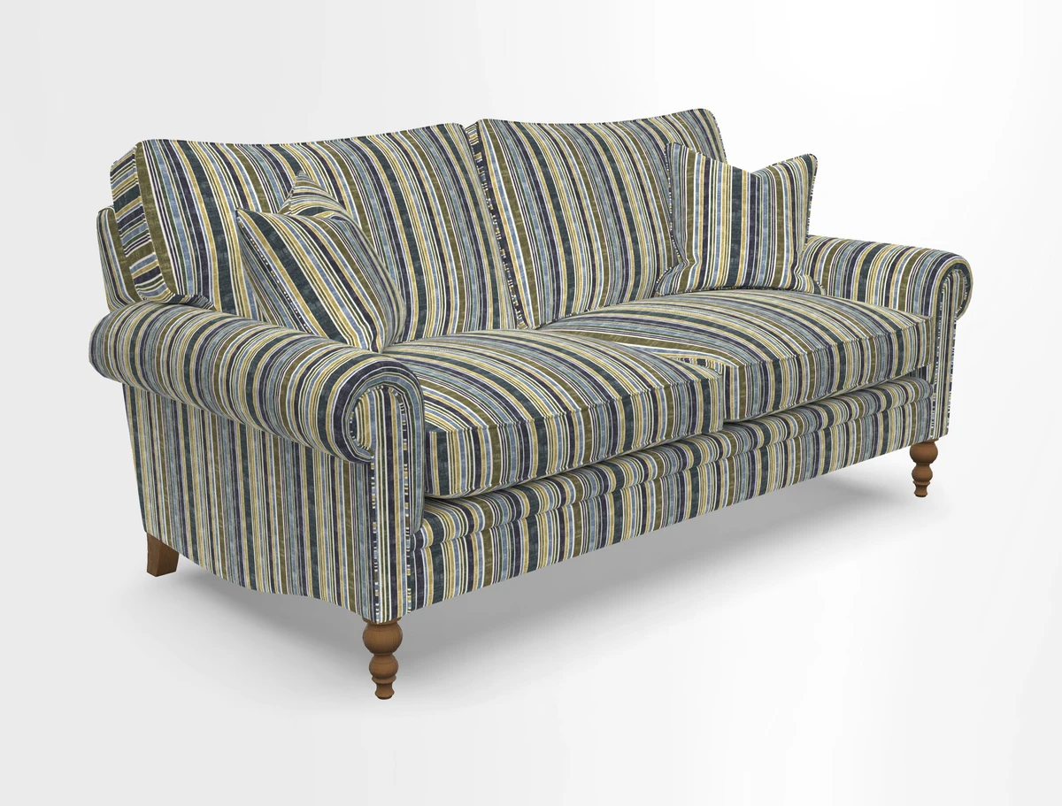 Aldingbourne 3 seater sofa in Grain Sack Stripe Linen Red