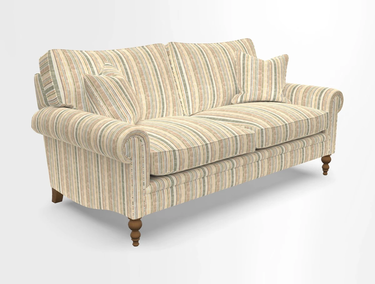 Aldingbourne 3 seater sofa in Grain Sack Stripe Linen Red