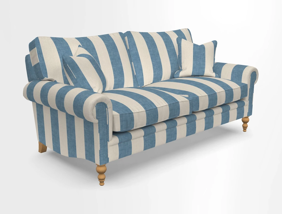 Aldingbourne 3 seater sofa in Grain Sack Stripe Linen Red