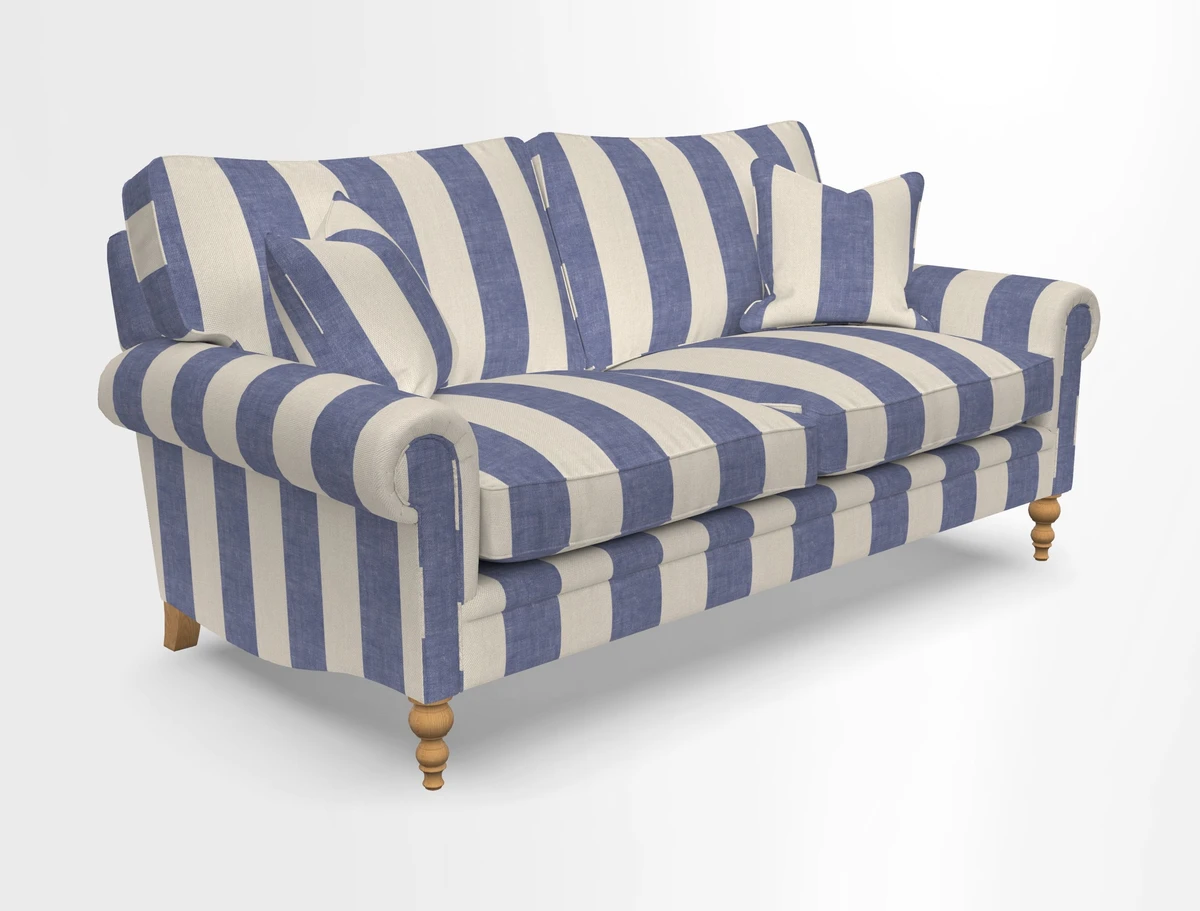 Aldingbourne 3 seater sofa in Grain Sack Stripe Linen Red