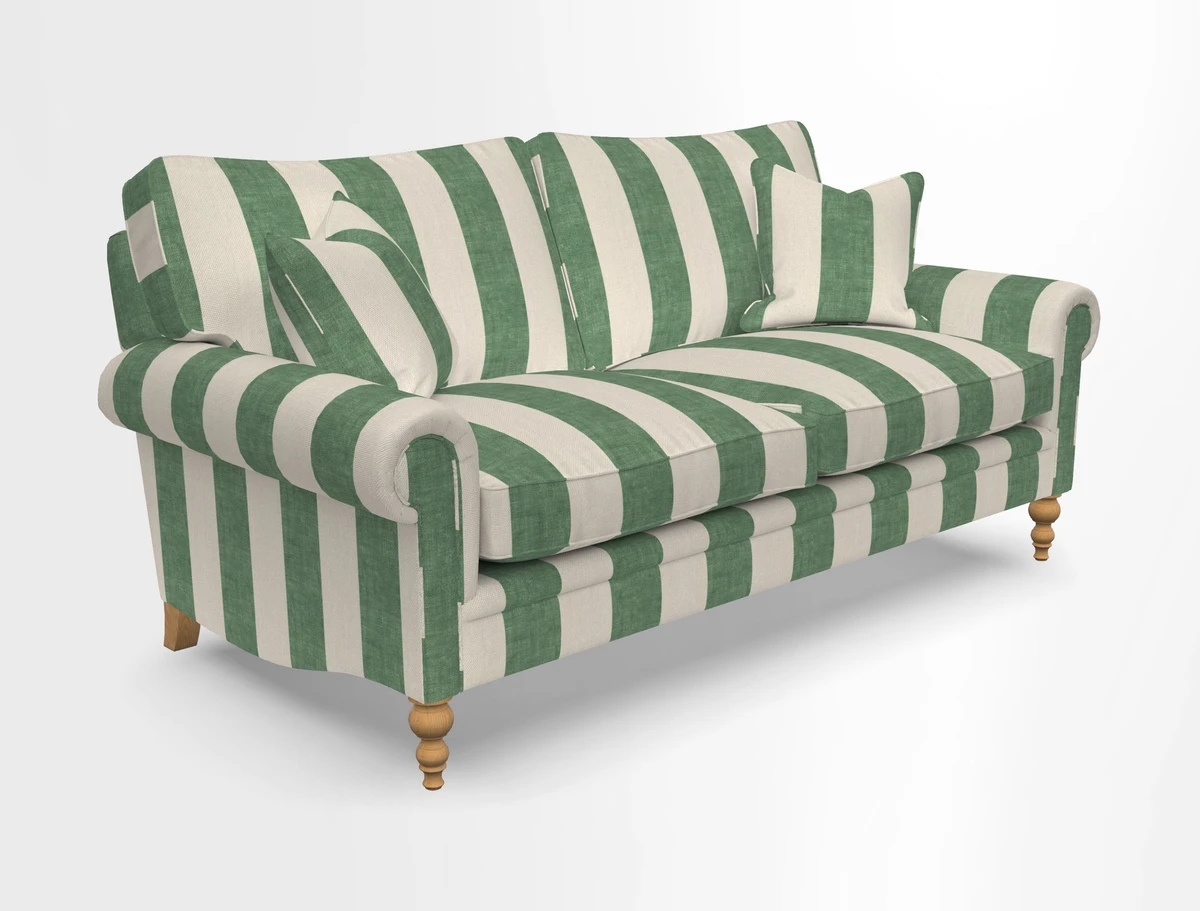 Aldingbourne 3 seater sofa in Grain Sack Stripe Linen Red