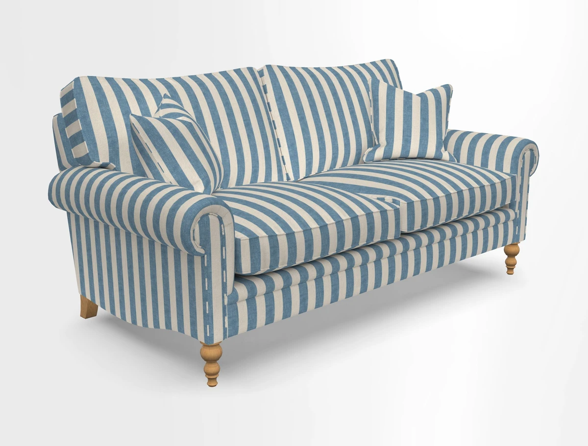 Aldingbourne 3 seater sofa in Grain Sack Stripe Linen Red