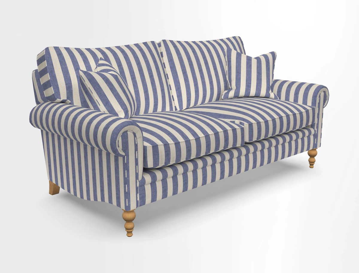 Aldingbourne 3 seater sofa in Grain Sack Stripe Linen Red