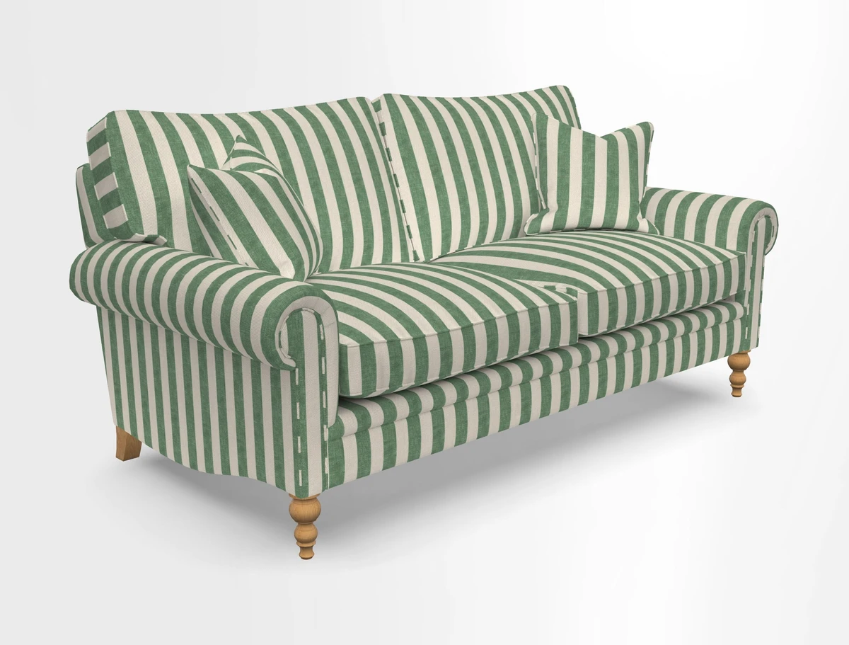 Aldingbourne 3 seater sofa in Grain Sack Stripe Linen Red
