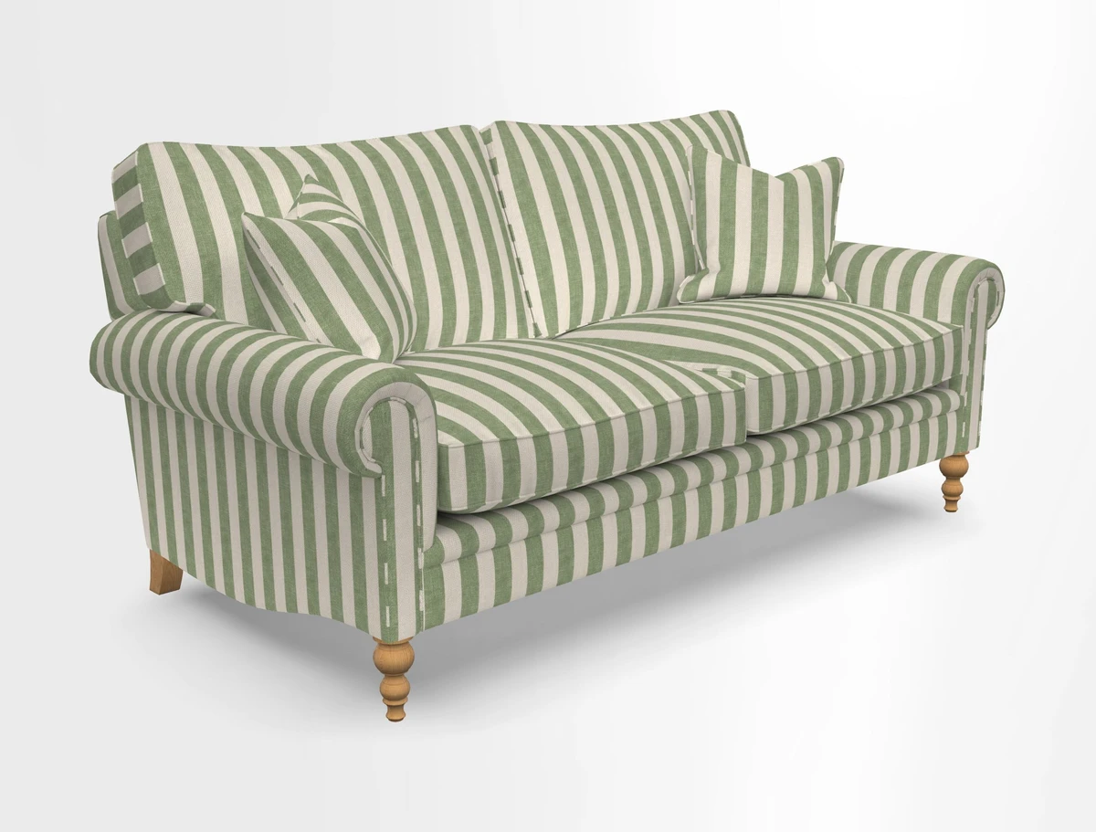 Aldingbourne 3 seater sofa in Grain Sack Stripe Linen Red