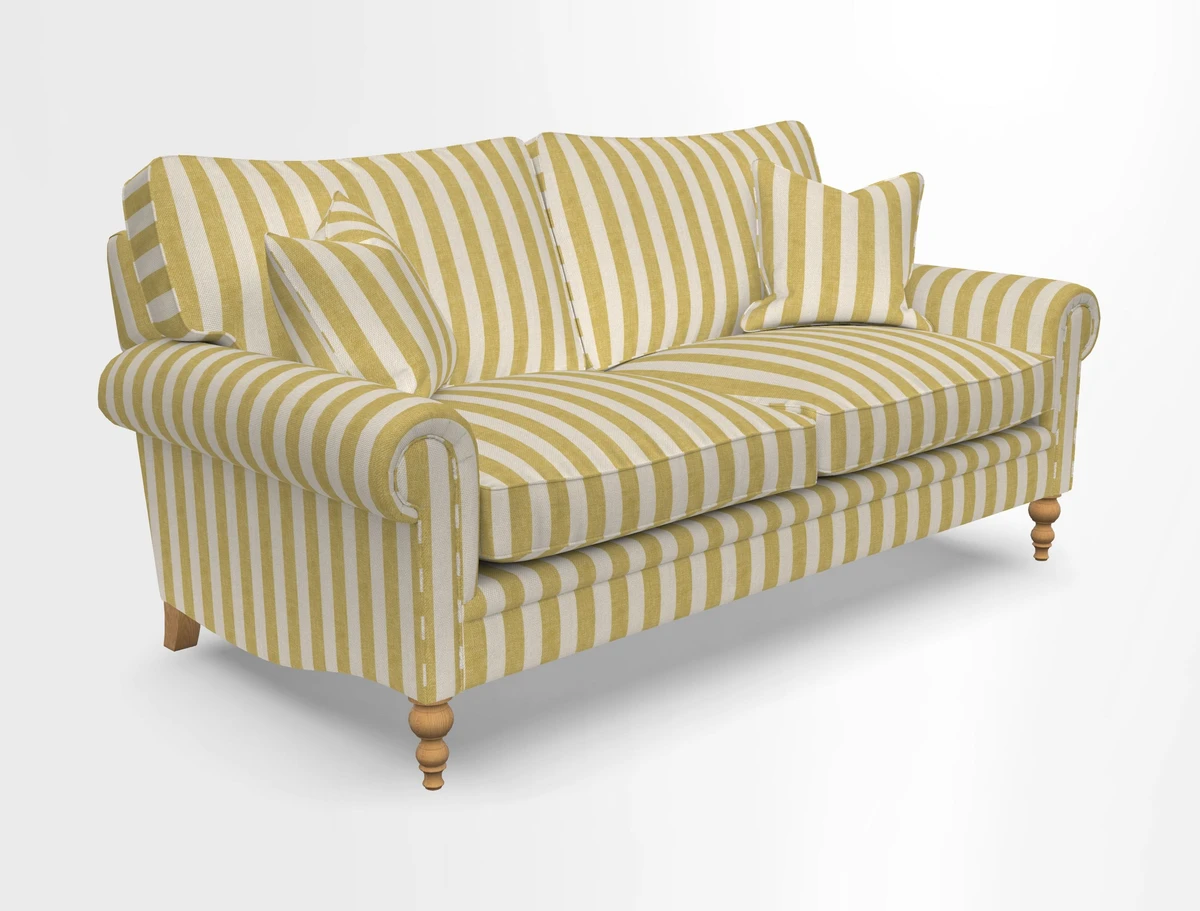 Aldingbourne 3 seater sofa in Grain Sack Stripe Linen Red