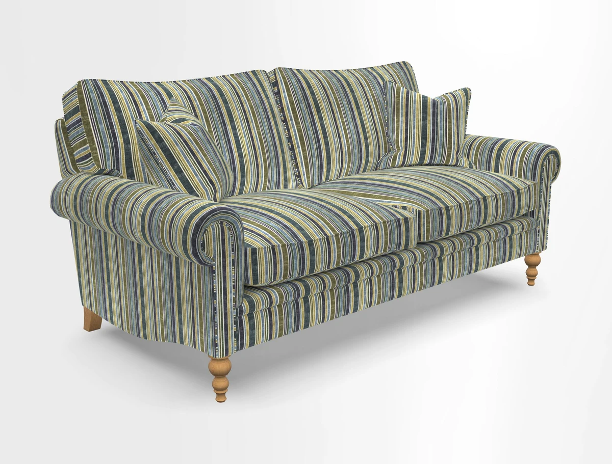 Aldingbourne 3 seater sofa in Grain Sack Stripe Linen Red