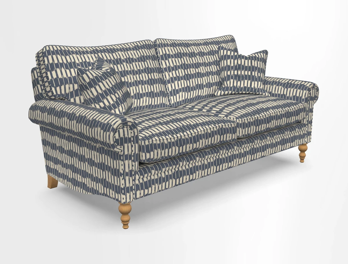 Aldingbourne 3 seater sofa in Grain Sack Stripe Linen Red