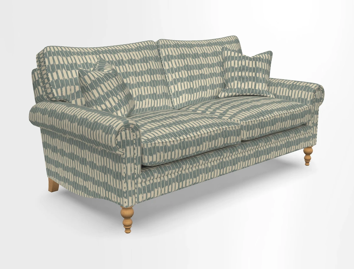 Aldingbourne 3 seater sofa in Grain Sack Stripe Linen Red
