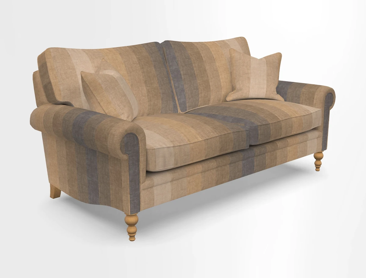 Aldingbourne 3 seater sofa in Grain Sack Stripe Linen Red