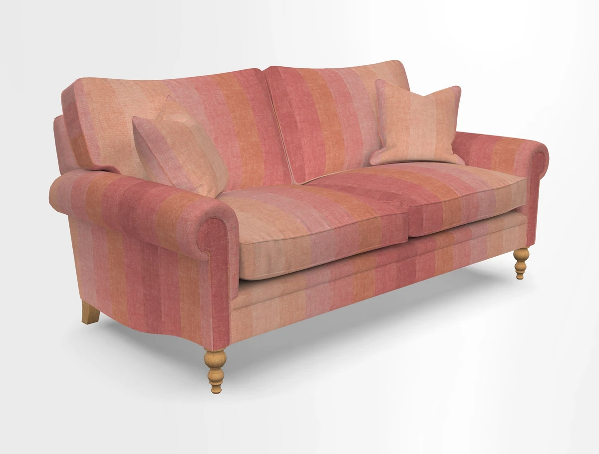 Aldingbourne 3 seater sofa in Grain Sack Stripe Linen Red