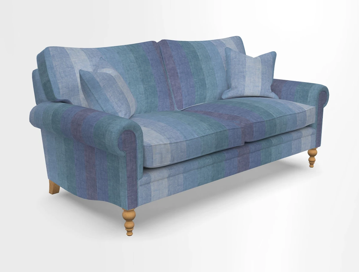 Aldingbourne 3 seater sofa in Grain Sack Stripe Linen Red
