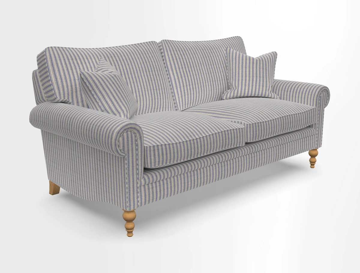 Aldingbourne 3 seater sofa in Grain Sack Stripe Linen Red
