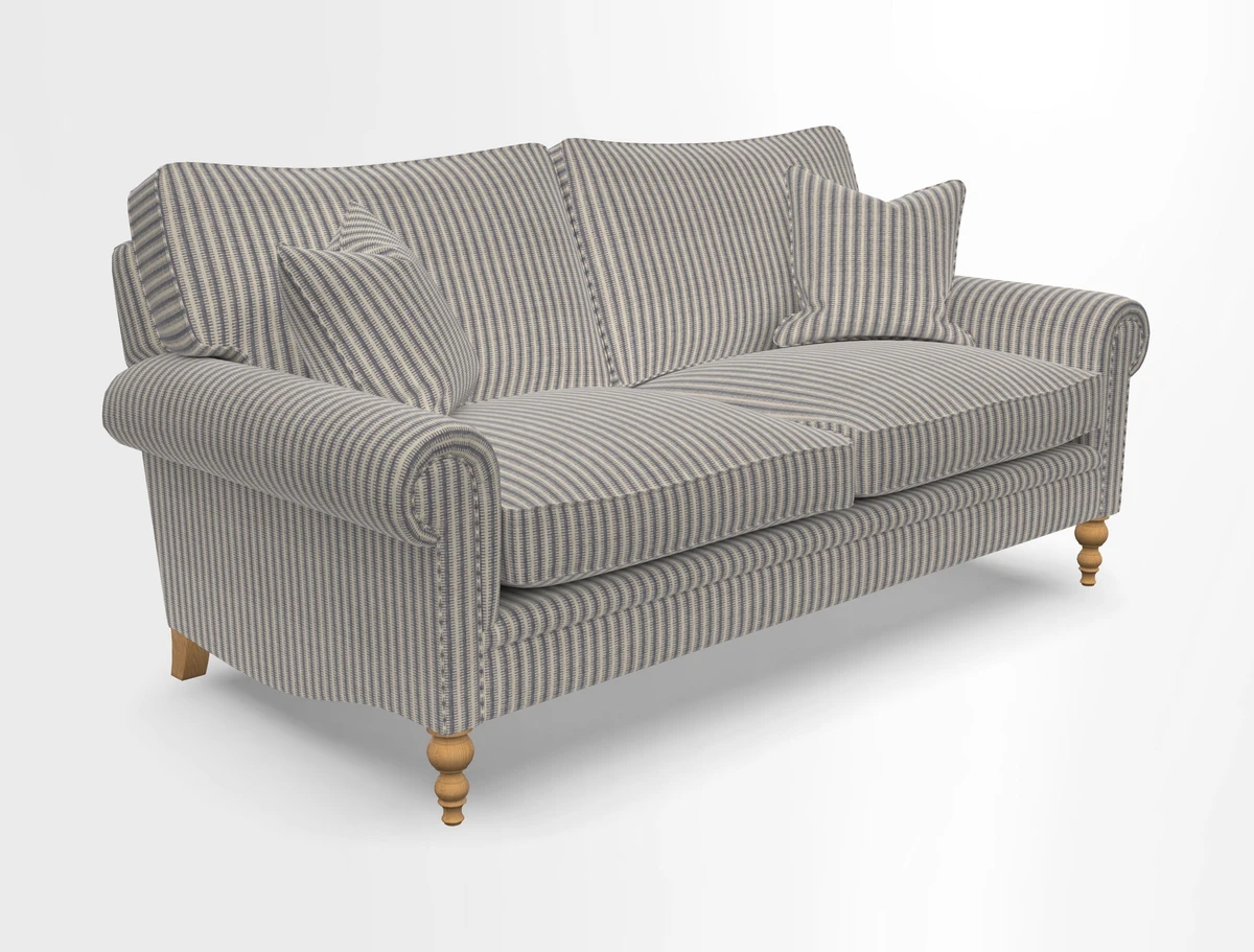 Aldingbourne 3 seater sofa in Grain Sack Stripe Linen Red