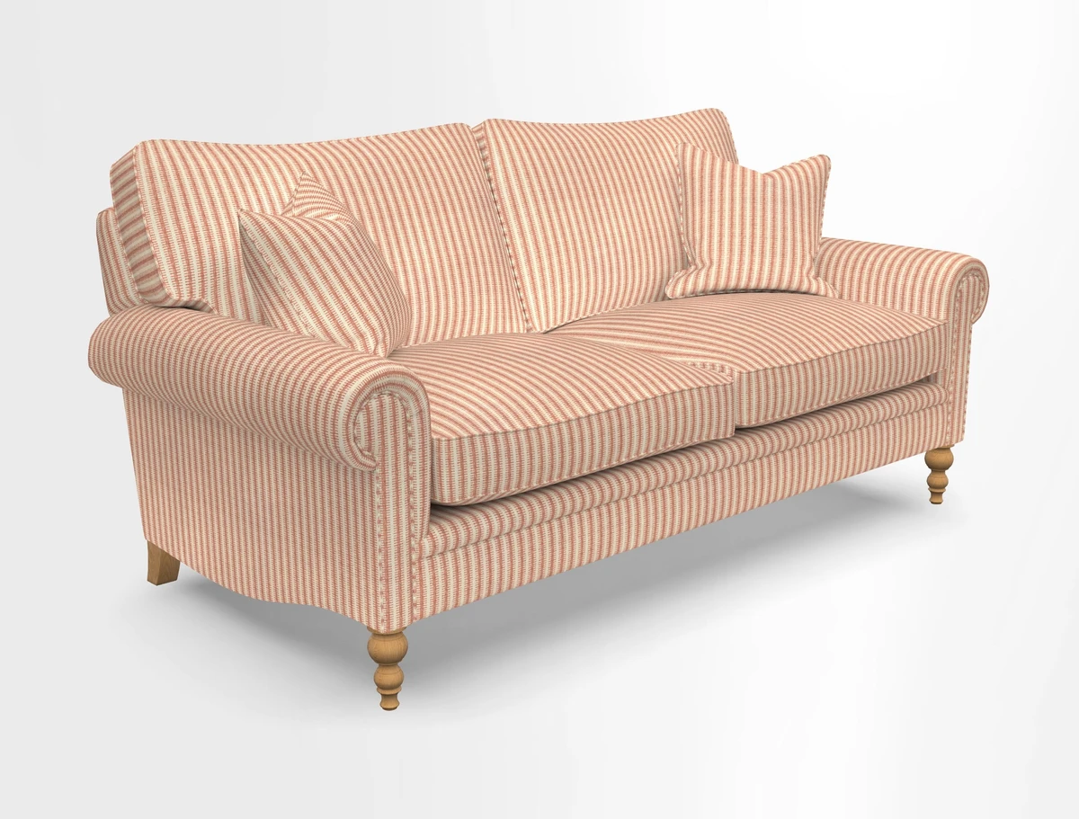 Aldingbourne 3 seater sofa in Grain Sack Stripe Linen Red