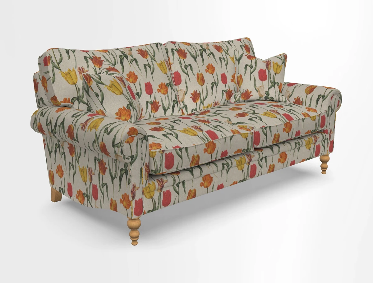 Aldingbourne 3 seater sofa in Grain Sack Stripe Linen Red