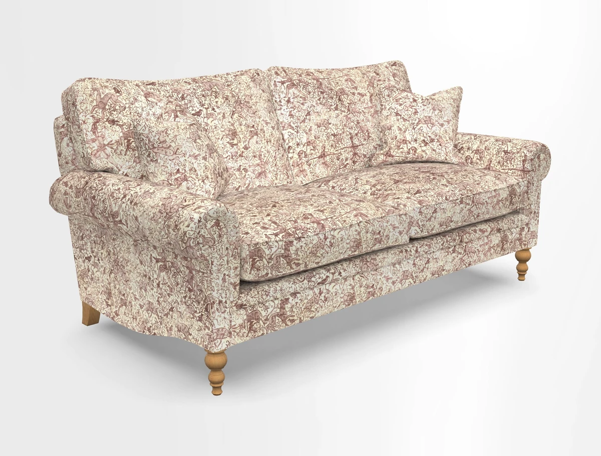 Aldingbourne 3 seater sofa in Grain Sack Stripe Linen Red