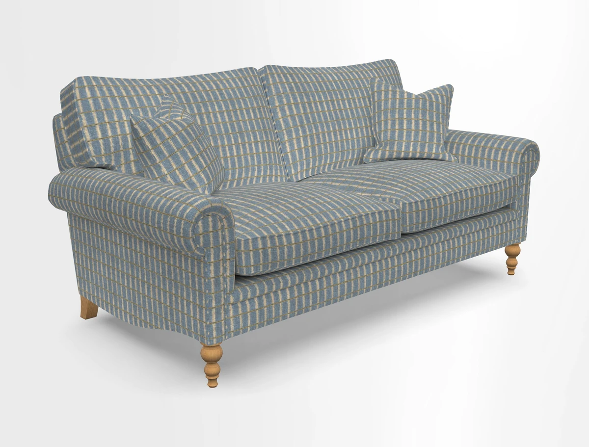 Aldingbourne 3 seater sofa in Grain Sack Stripe Linen Red